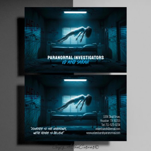 Paranormal Investigators Eerie Ghost Levitating 名刺