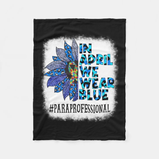 Paraprofessionalで4月We衣服ブルー自閉症アワル フリースブランケット (正面)
