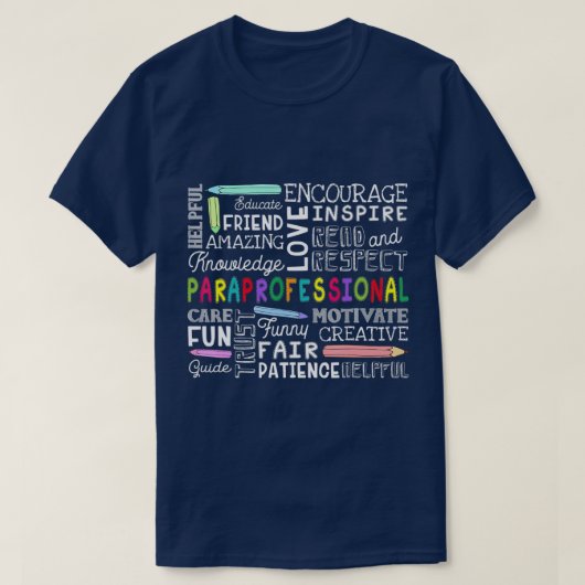 Paraprofessionalワードクラウドギフトパラプロフェッショナル Tシャツ (デザイン正面)
