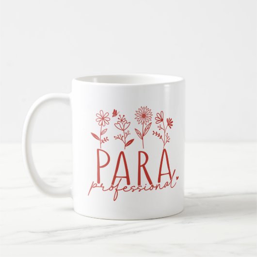 Paraprofessional、花、シンプルデザイン コーヒーマグカップ (左)