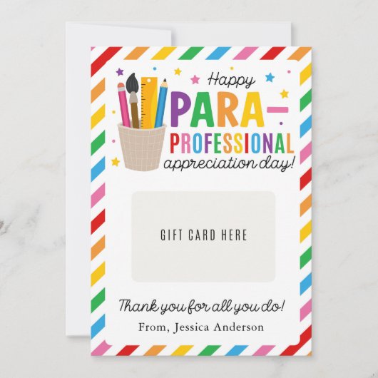 Paraprofessional Appreciation Day Gift Card Holder 招待状 (正面)