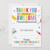 Paraprofessional Appreciation Day Gift Card Holder 招待状 (正面)