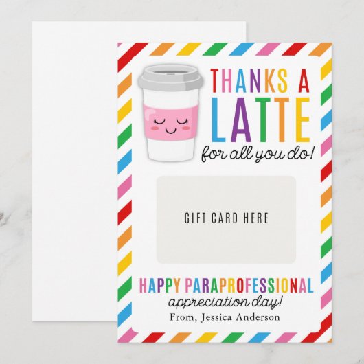 Paraprofessional Appreciation Day Gift Card Holder 招待状 (正面/裏面)