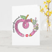 Paraprofessional Heart Happy Easter Day Pencil Eas カード (黄色い花)