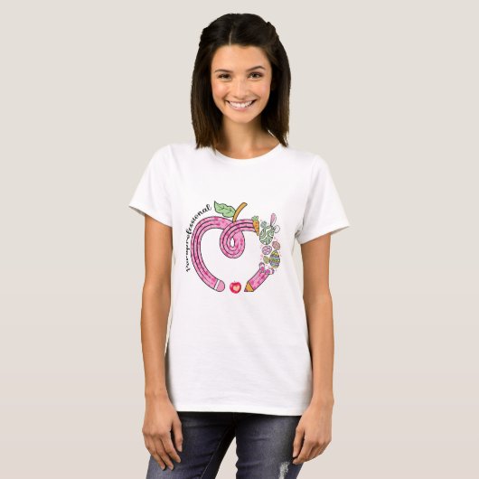 Paraprofessional Heart Happy Easter Day Pencil Eas Tシャツ (正面フル)