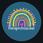 Paraprofessional Para Squad Leopard Rainbow Back ラウンドシール<br><div class="desc">Paraprofessional Para Squad Leopard Rainbow Back To School Gift. Perfect gift for your dad,  mom,  papa,  men,  women,  friend and family members on Thanksgiving Day,  Christmas Day,  Mothers Day,  Fathers Day,  4th of July,  1776 Independent day,  Veterans Day,  Halloween Day,  Patrick's Day</div>