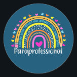 Paraprofessional Para Squad Leopard Rainbow Back ラウンドシール<br><div class="desc">Paraprofessional Para Squad Leopard Rainbow Back To School Gift. Perfect gift for your dad,  mom,  papa,  men,  women,  friend and family members on Thanksgiving Day,  Christmas Day,  Mothers Day,  Fathers Day,  4th of July,  1776 Independent day,  Veterans Day,  Halloween Day,  Patrick's Day</div>