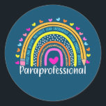 Paraprofessional Para Squad Leopard Rainbow Back ラウンドシール<br><div class="desc">Paraprofessional Para Squad Leopard Rainbow Back To School Gift. Perfect gift for your dad,  mom,  papa,  men,  women,  friend and family members on Thanksgiving Day,  Christmas Day,  Mothers Day,  Fathers Day,  4th of July,  1776 Independent day,  Veterans Day,  Halloween Day,  Patrick's Day</div>
