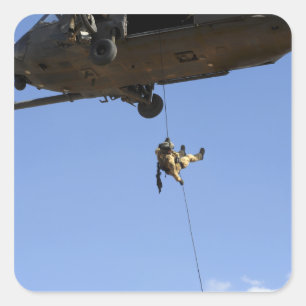 pararescuemanはHH-60から懸垂下降します スクエアシール