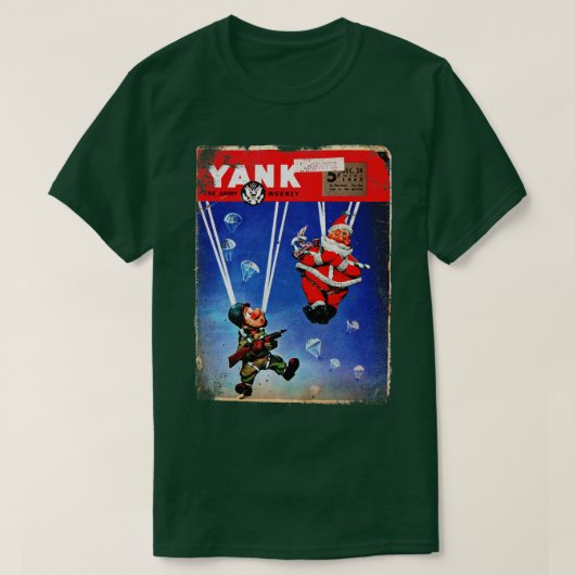 Paratroops Santa ClausとYank Magazine 1943第二次世界大戦 Tシャツ (デザイン正面)