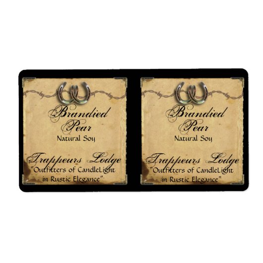 Parchmentキャンドルラベルの蹄鉄 ラベル (正面)