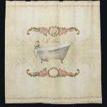Parchment Le Bain RomanticののBathのばら色の家の装飾 シャワーカーテン<br><div class="desc">パリは恋人のためであり、少数の事は蝋燭および蝋燭ライトよりロマンチックです!  環境があなたのためこのテーマちょうどであるかもしれませんように蝋燭、においおよび平和なスパが付いている浴室を取ることを愛すれば。  これはAudrey Jeanneロバーツがヴィンテージのスタイルで作成するオリジナルのアートワーク、タイポグラフィのスタイルの文字を含んでいます: "Le Bain"かBath。  金ロココ様式のバロック式スクロール要素上のパステルで絵を描かれる美しいピンクの家宝のスタイルのばら色の花輪は上であり、底デザインの要素に、上王室のな王冠の差込みがあります。  旧式な爪の足のたらいはおもしろいのためのこの全体の設計にちょうど一致させる浴室タオルと手塗りそしてアクセントを置かれて。  版権複製権所有。</div>