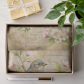 Parchment with Bird on Branch with Pink Blossoms 薄葉紙 (ギフト)