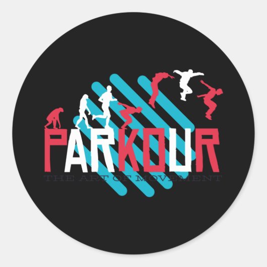 PARCOUR、PARKOUR、ACROBATICS、FREERUNNING ラウンドシール (正面)