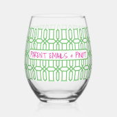 Parent Emails & Pinot Funny Preppy Teacher Custom ステムなしワイングラス (正面)