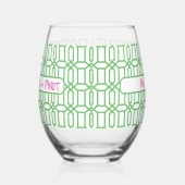 Parent Emails & Pinot Funny Preppy Teacher Custom ステムなしワイングラス (左)