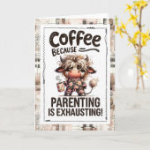 Parenting Humor Need More Coffee Highland Cow カード (黄色い花)