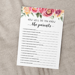 Parents Baby Shower Cardの知り合い度診断 招待状