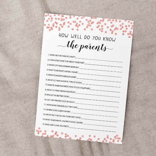 Parents Baby Shower Cardの知り合い度診断 招待状