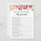 Parents Baby Shower Cardの知り合い度診断 招待状 (正面)