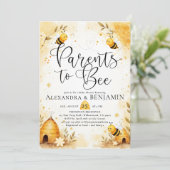 Parents Bee Summer Honey Floral Coed Baby Shower 招待状 (スタンド正面)