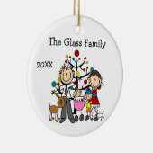 Parents, Small Boy, Baby Girl, Two Dogs セラミックオーナメント (右)