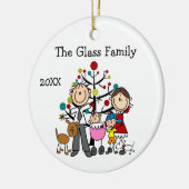 Parents, Small Boy, Baby Girl, Two Dogs セラミックオーナメント (左)