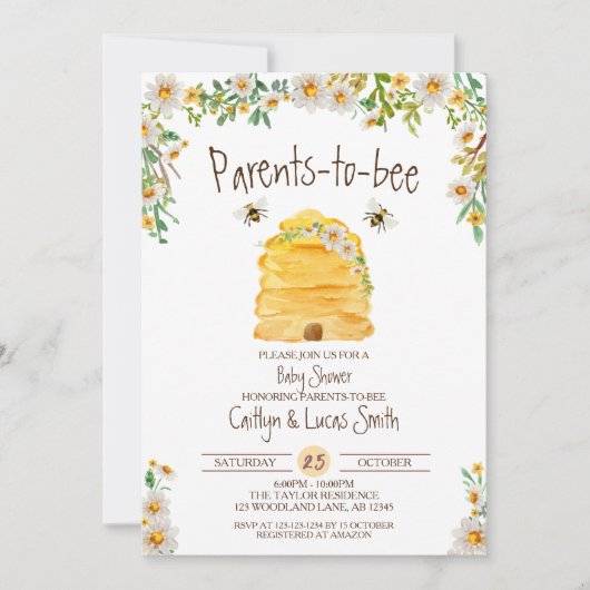 Parents-to-bee、のまわりに赤ちゃんシャワー 招待状 (正面)