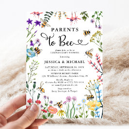 Parents to-Bee ワイルドフラワーとマルハナバチのベビーシャワー 招待状