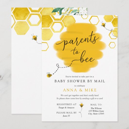 Parents to Bee Baby Shower by Mail 招待状 (正面/裏面)