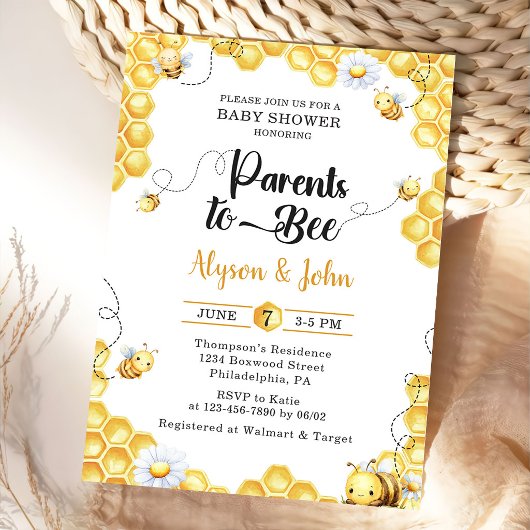 Parents To Bee Baby Shower Invitation 招待状