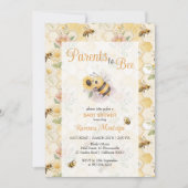 Parents to Bee Honeycomb Bee Custom Baby Shower 招待状 (正面)