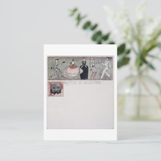 'Parfois il m'arrive' (インクと紙上のw/c) ポストカード (スタンド正面)