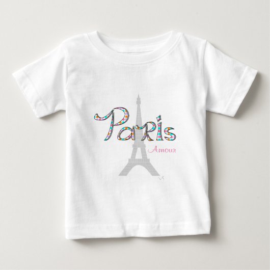 PARISアムールウィズエッフェルタワー ベビーTシャツ (正面)