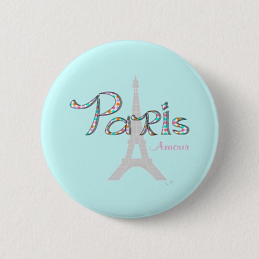 PARISアムールウィズエッフェルタワー 缶バッジ (正面)