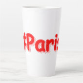 「#Paris」かわいいデザイン。買今 カフェラテマグ (正面)