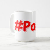 「#Paris」かわいいデザイン。買今 コーヒーマグカップ (正面左)