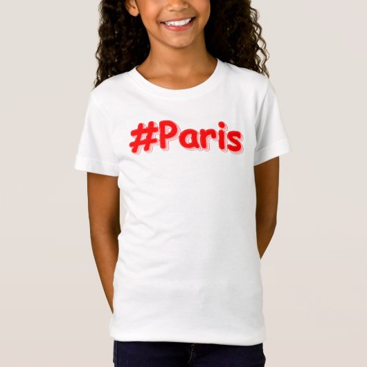 「#Paris」かわいいデザイン。買今 Tシャツ (正面)