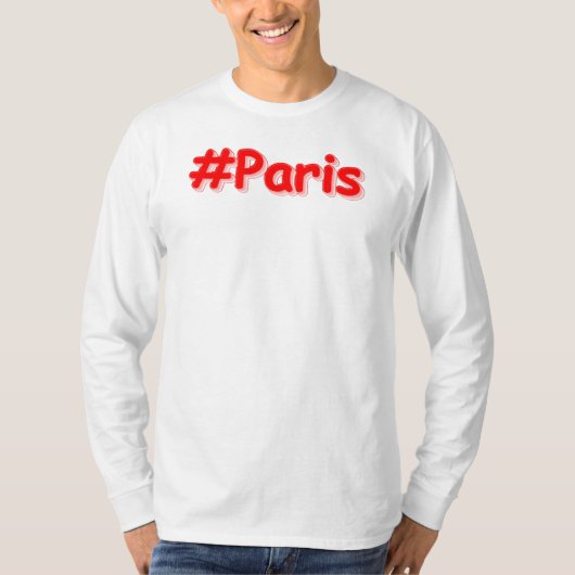 「#Paris」かわいいデザイン。買今 Tシャツ (正面)