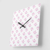 PARIS,エッフェルタワー（ピンクボウ付き） スクエア壁時計 (傾斜)