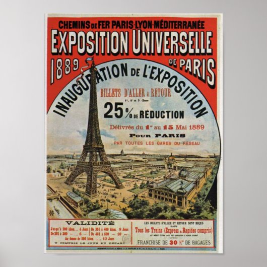 Paris 1889 – Expostion Universelle Weltausstellung ポスター (正面)