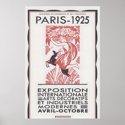 Paris 1925 Art Deco Exhibition Poster Framed or ポスター (正面)