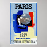 Paris 1937 ~ Exposition Internationale ポスター<br><div class="desc">Vintage Art Deco travel poster promoting the 1937 Exposition Internationale in Paris,  France.</div>