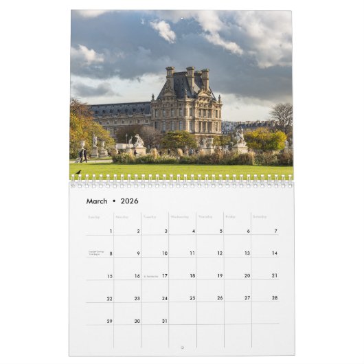 Paris - A Year of City of Light Magic カレンダー (3月 2026)
