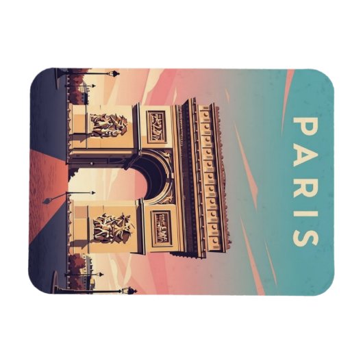 Paris Arc de Triomphe Postcard マグネット (横)
