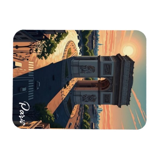 Paris Arc de Triomphe Postcard マグネット (横)