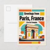 Paris Arc de Triomphe Postcard, Retro 1960s  ポストカード (正面/裏面)