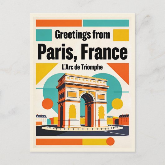 Paris Arc de Triomphe Postcard, Retro 1960s  ポストカード (正面)