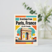 Paris Arc de Triomphe Postcard, Retro 1960s  ポストカード (スタンド正面)