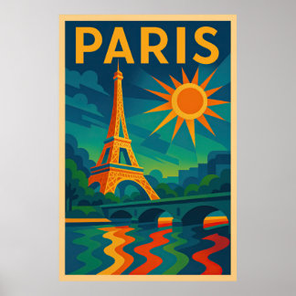 Paris Art Deco Travel Poster – Eiffel Tower 1920s  ポスター